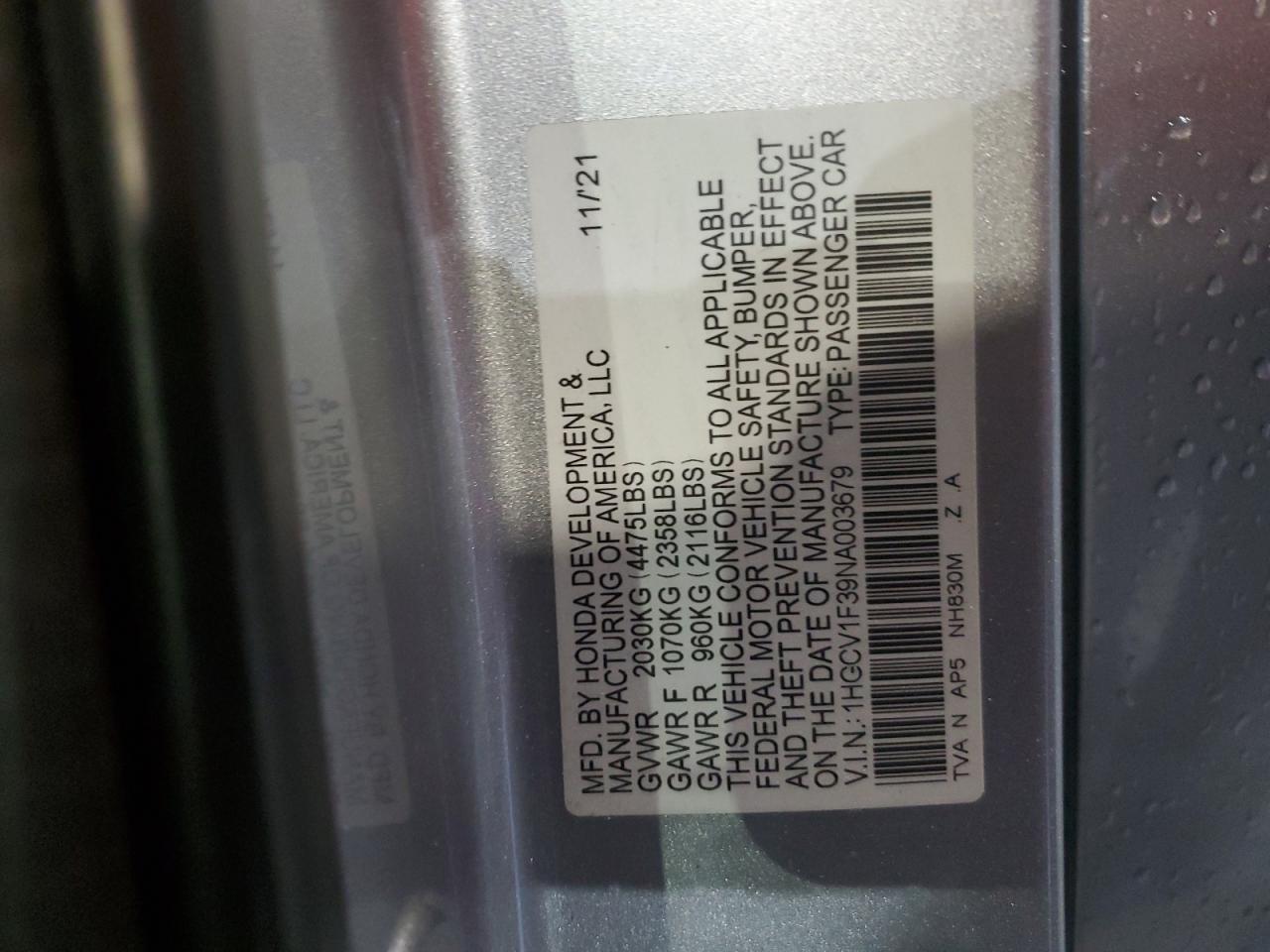 2022 HONDA ACCORD