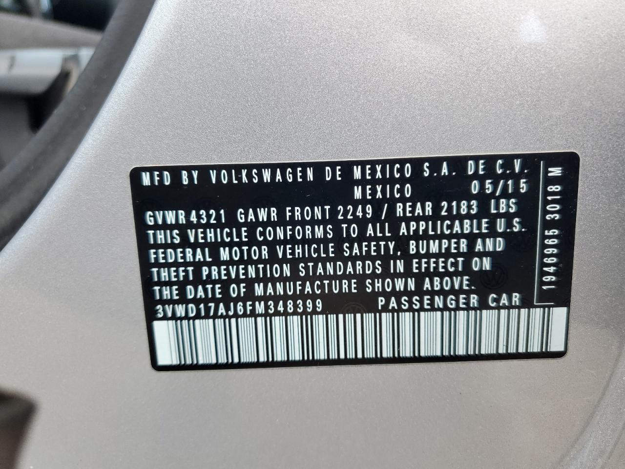 2015 VOLKSWAGEN JETTA