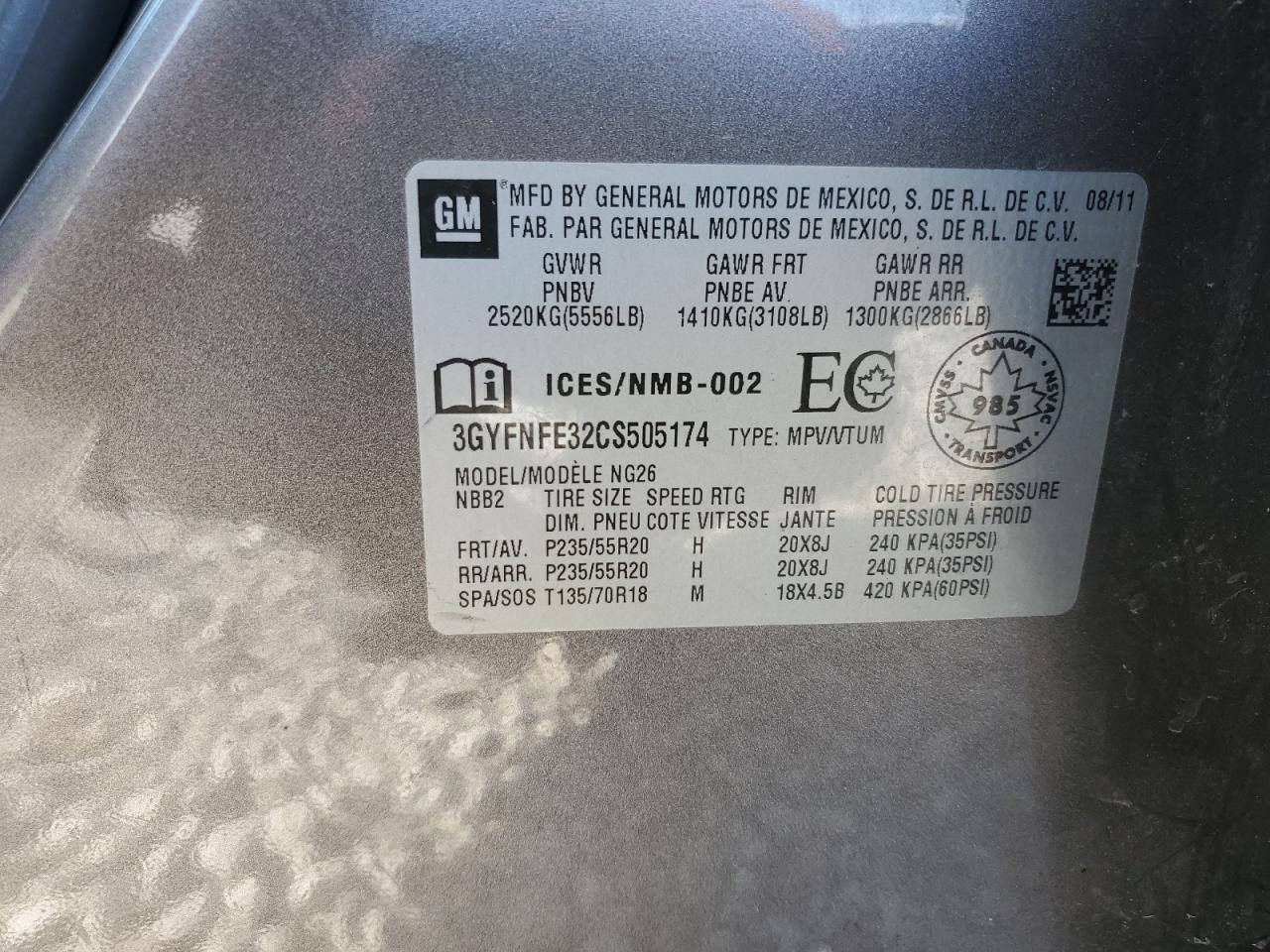 2012 CADILLAC SRX