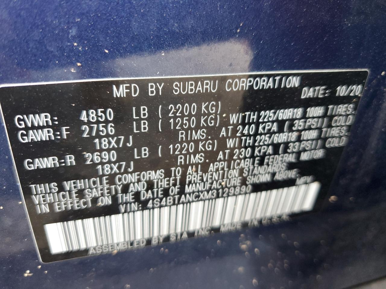 2021 SUBARU Outback