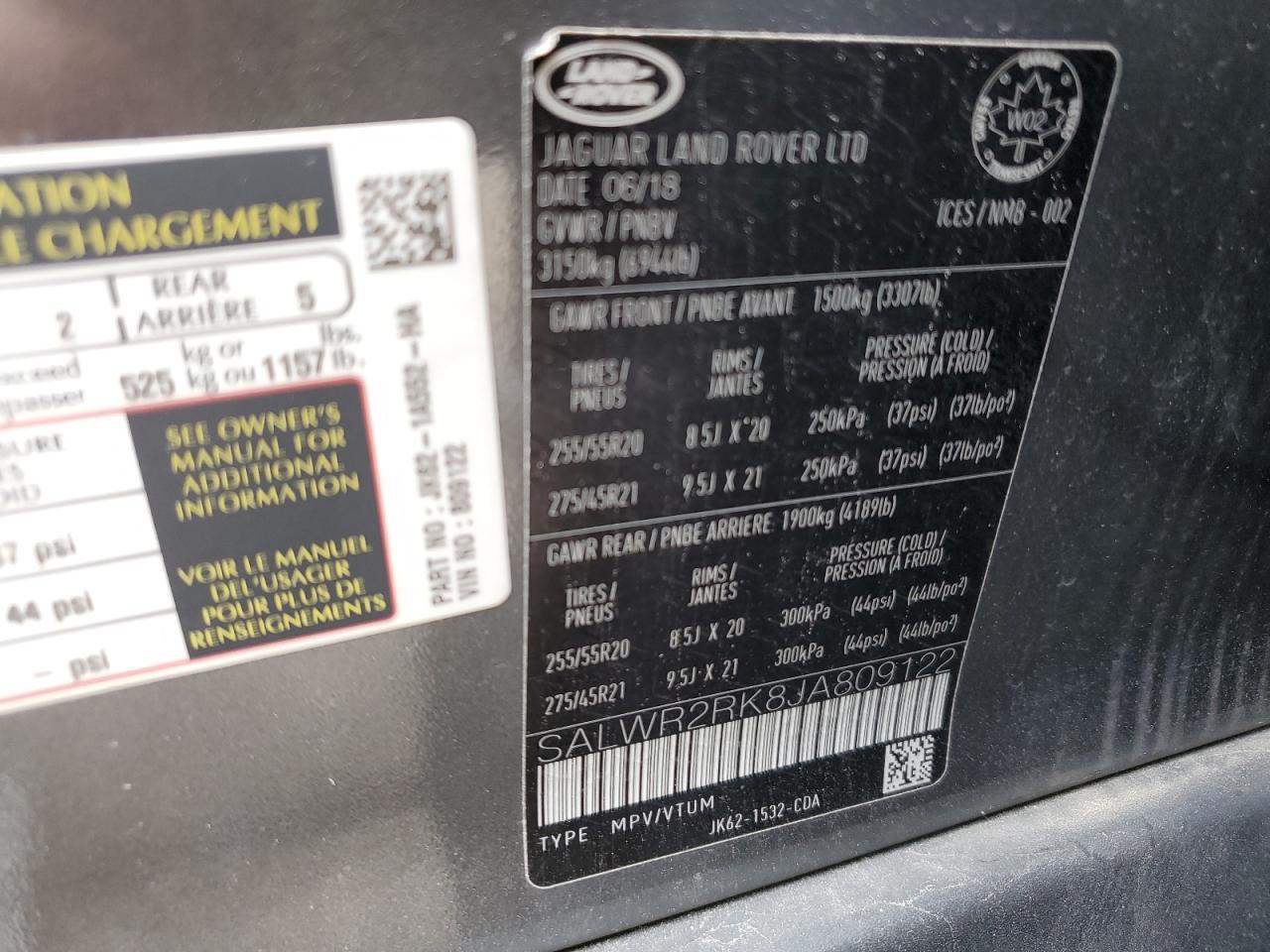 2018 LAND ROVER RANGE ROVER