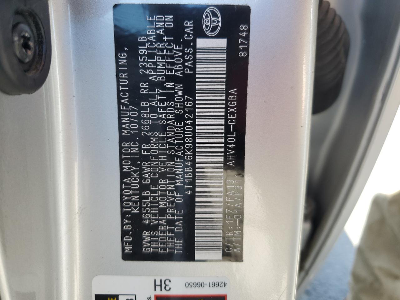 2008 TOYOTA CAMRY
