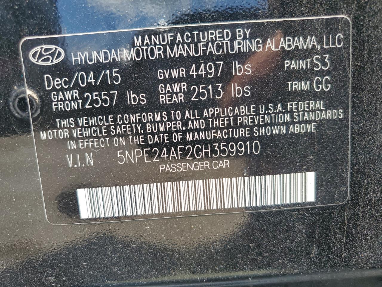 2016 HYUNDAI SONATA