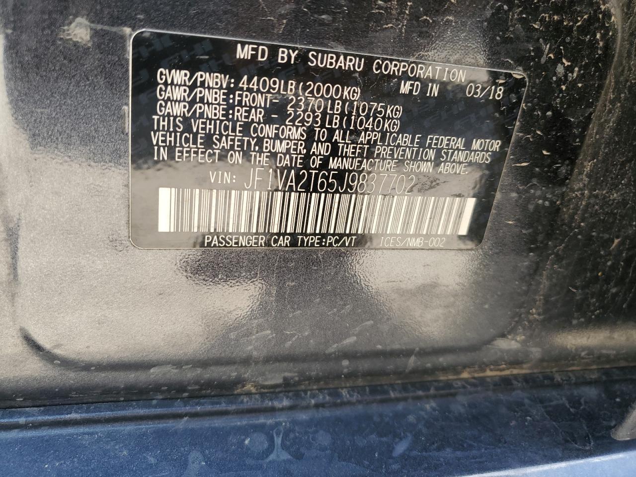 2018 SUBARU WRX