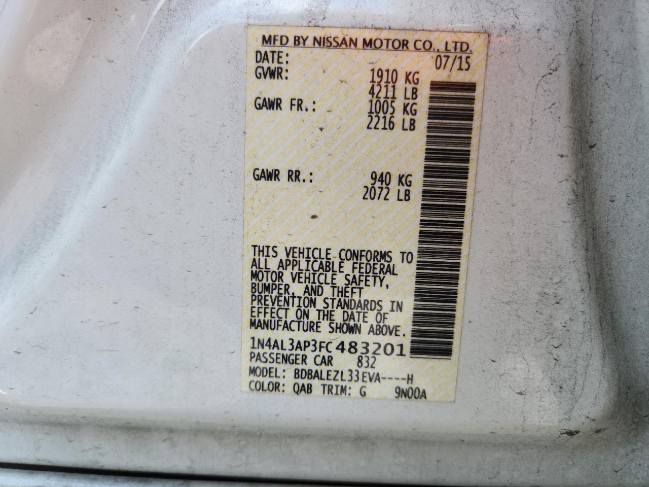 2015 NISSAN ALTIMA