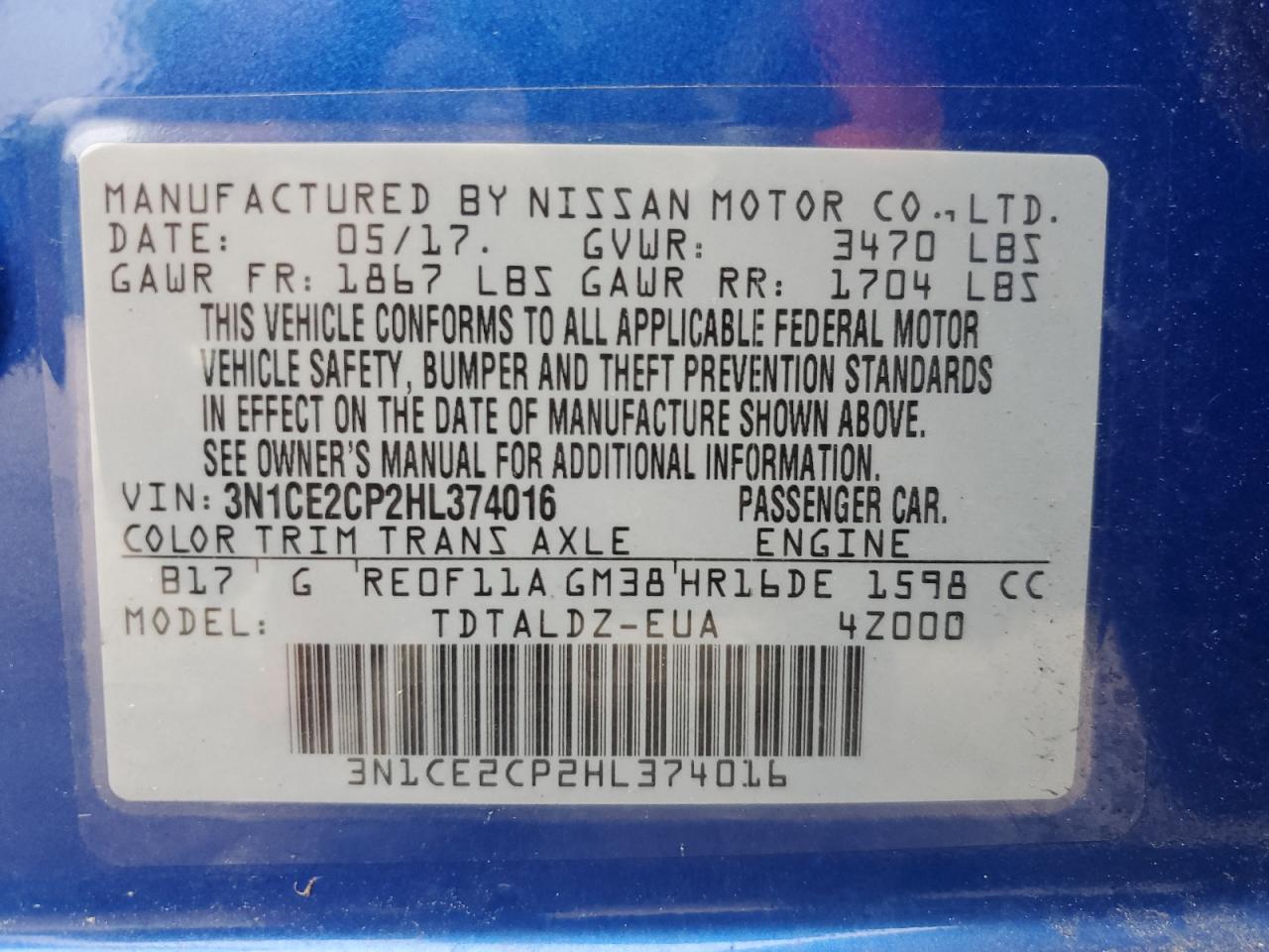 2017 NISSAN Versa Note