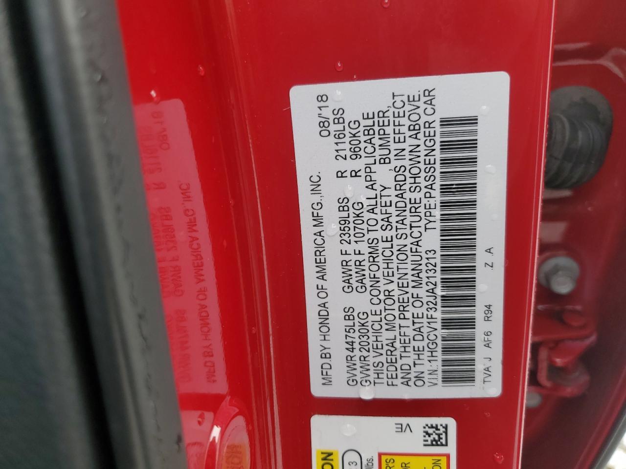 2018 HONDA ACCORD