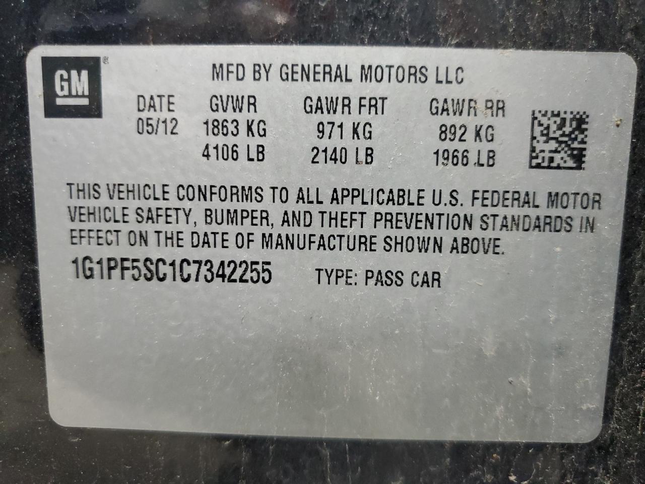 2012 CHEVROLET CRUZE