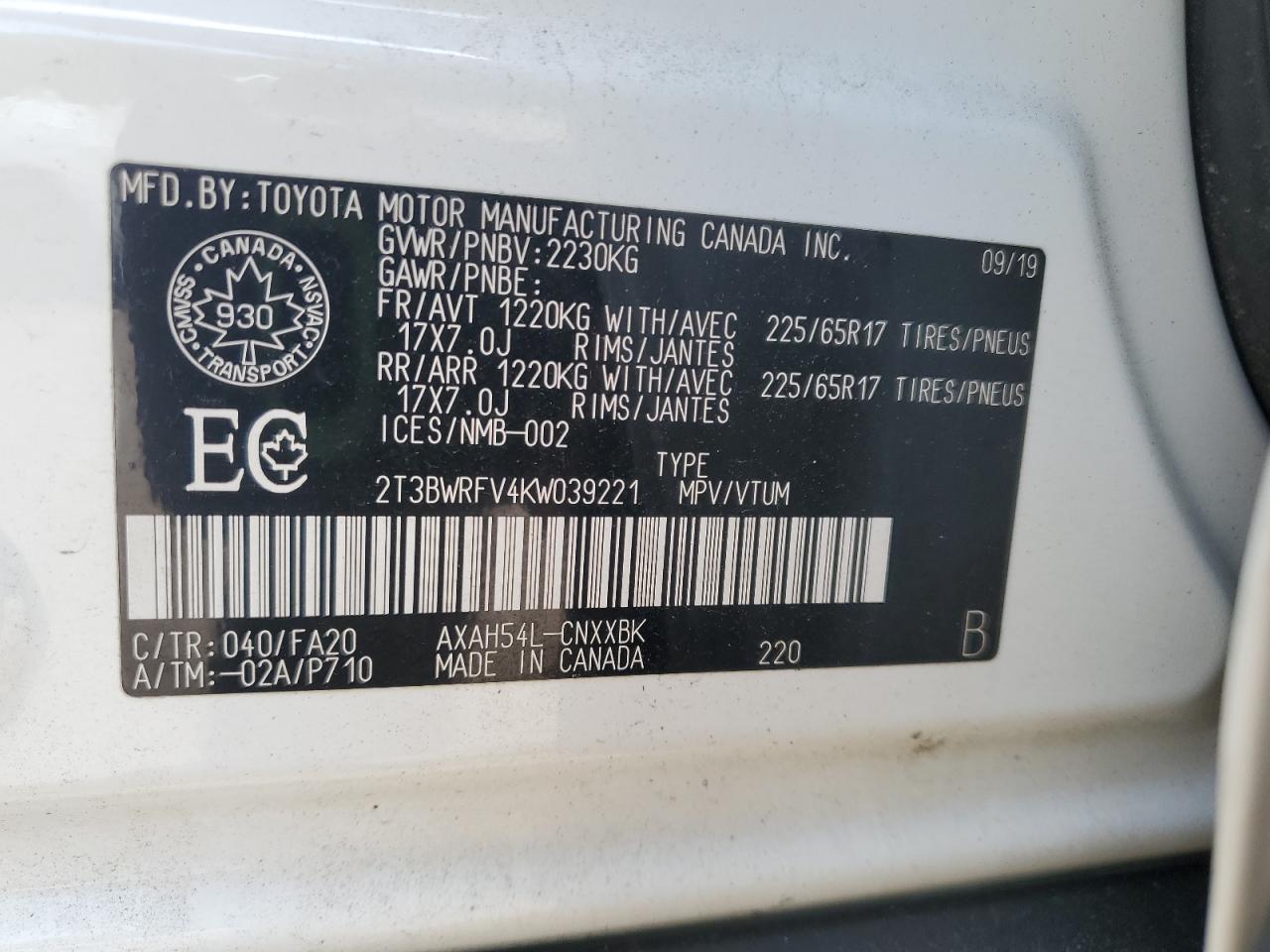 2019 TOYOTA RAV4