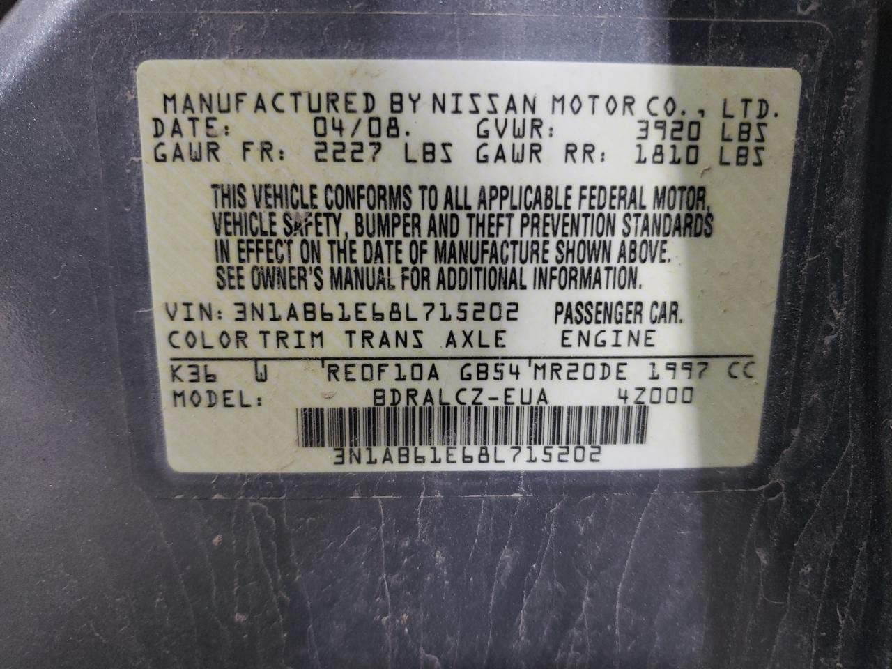 2008 NISSAN SENTRA