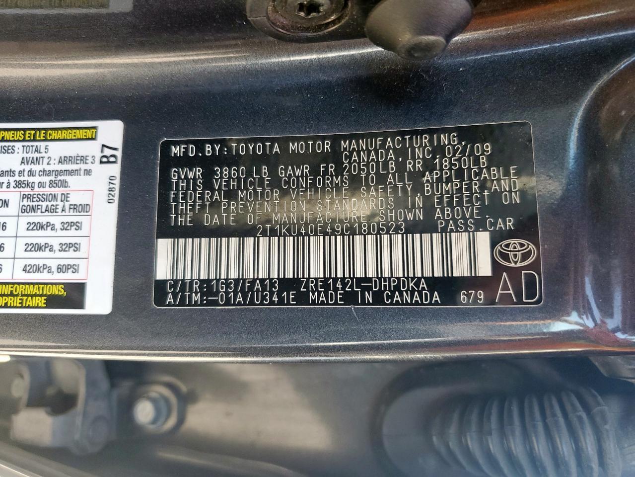2009 TOYOTA COROLLA