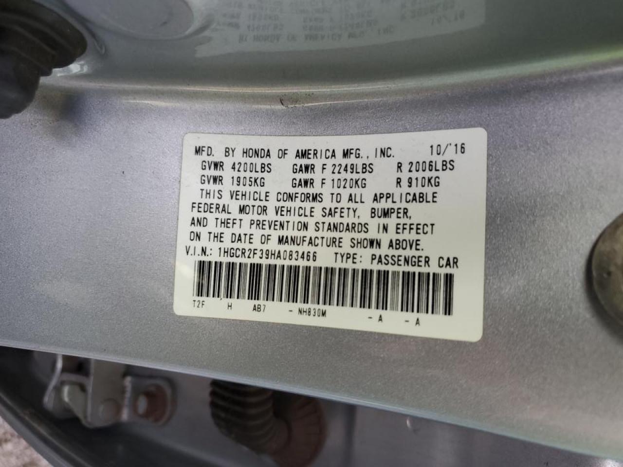 2017 HONDA ACCORD