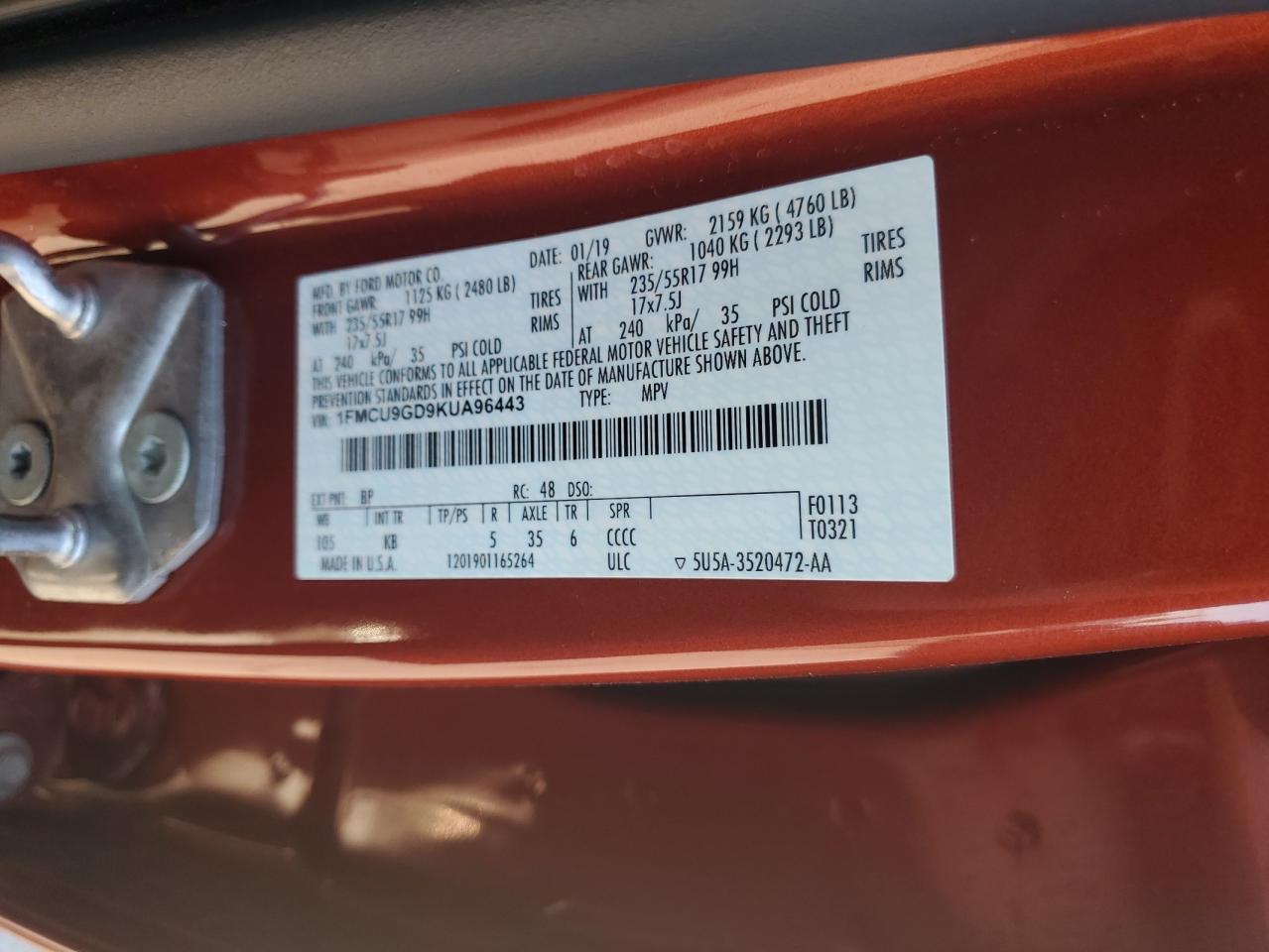 2019 FORD ESCAPE