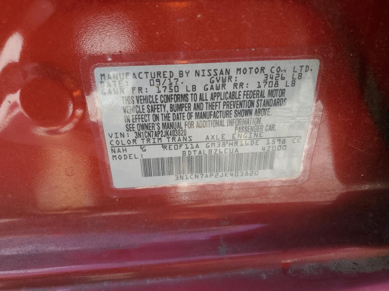 2018 NISSAN VERSA
