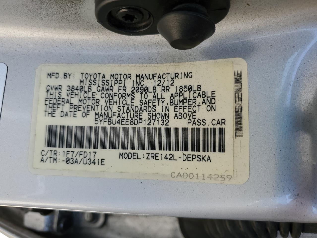 2013 TOYOTA COROLLA