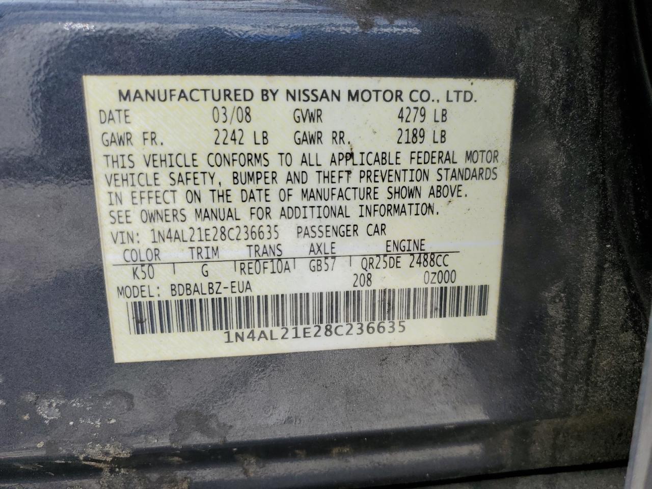 2008 NISSAN ALTIMA