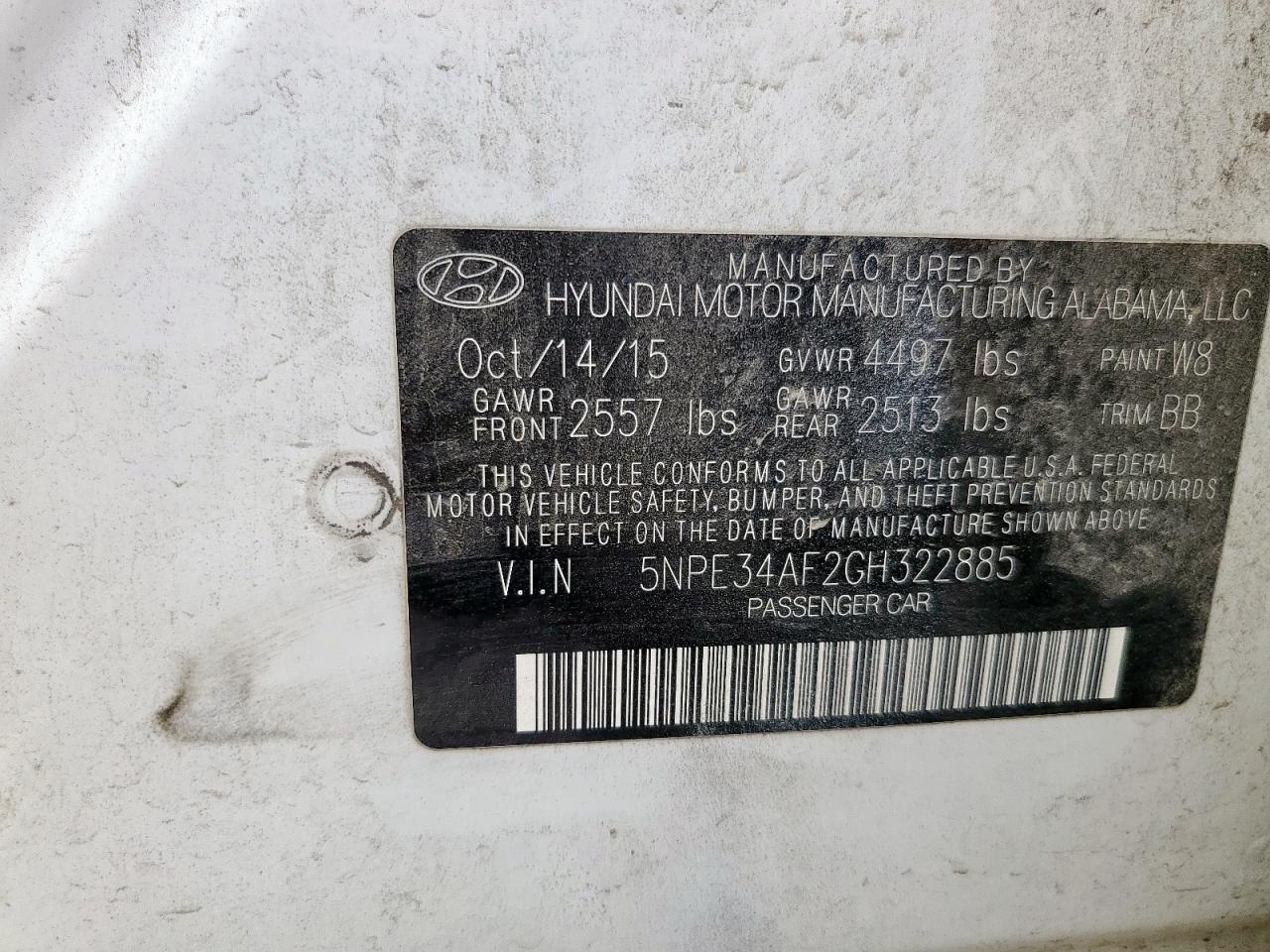 2016 HYUNDAI SONATA