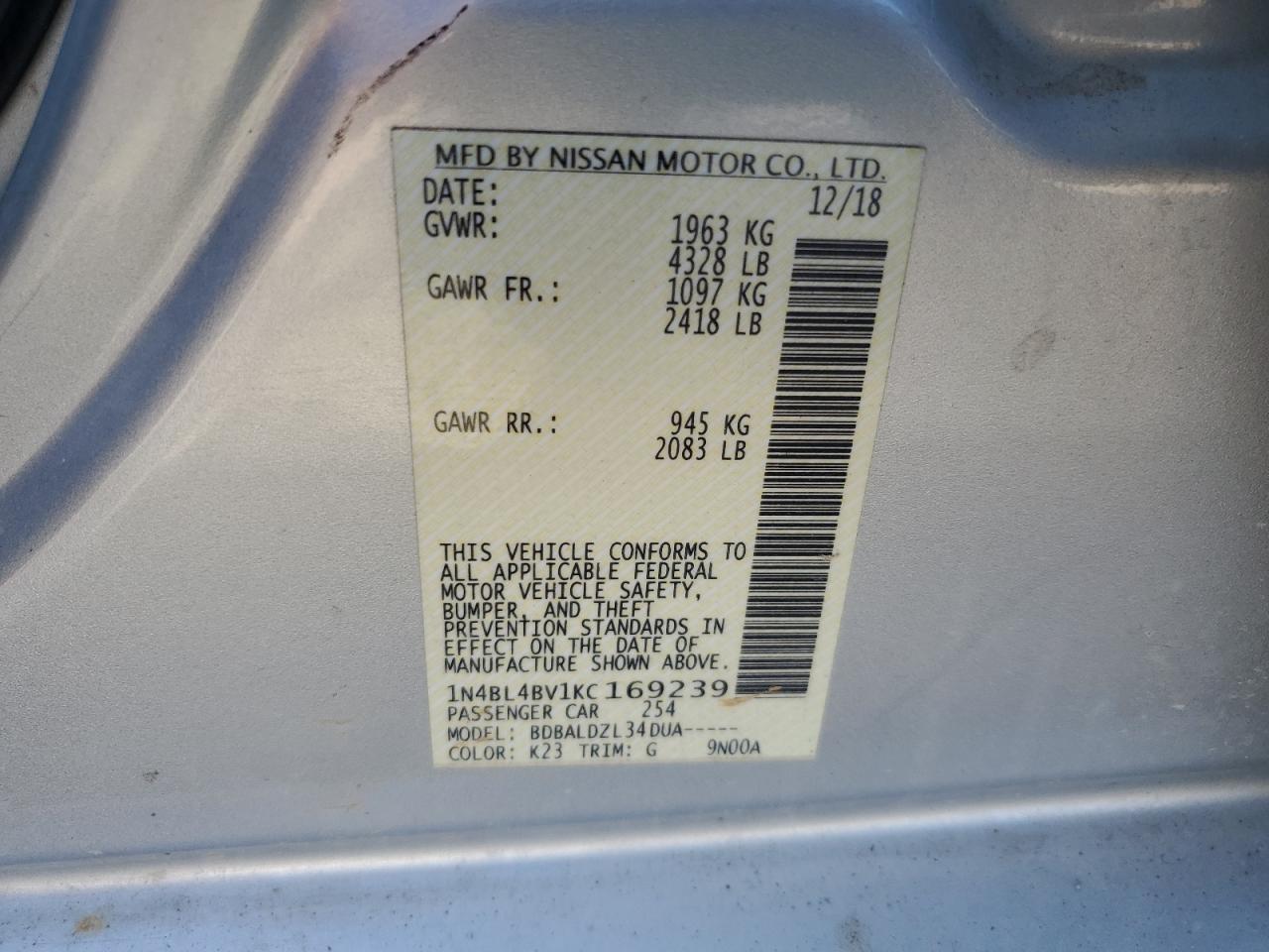 2019 NISSAN ALTIMA