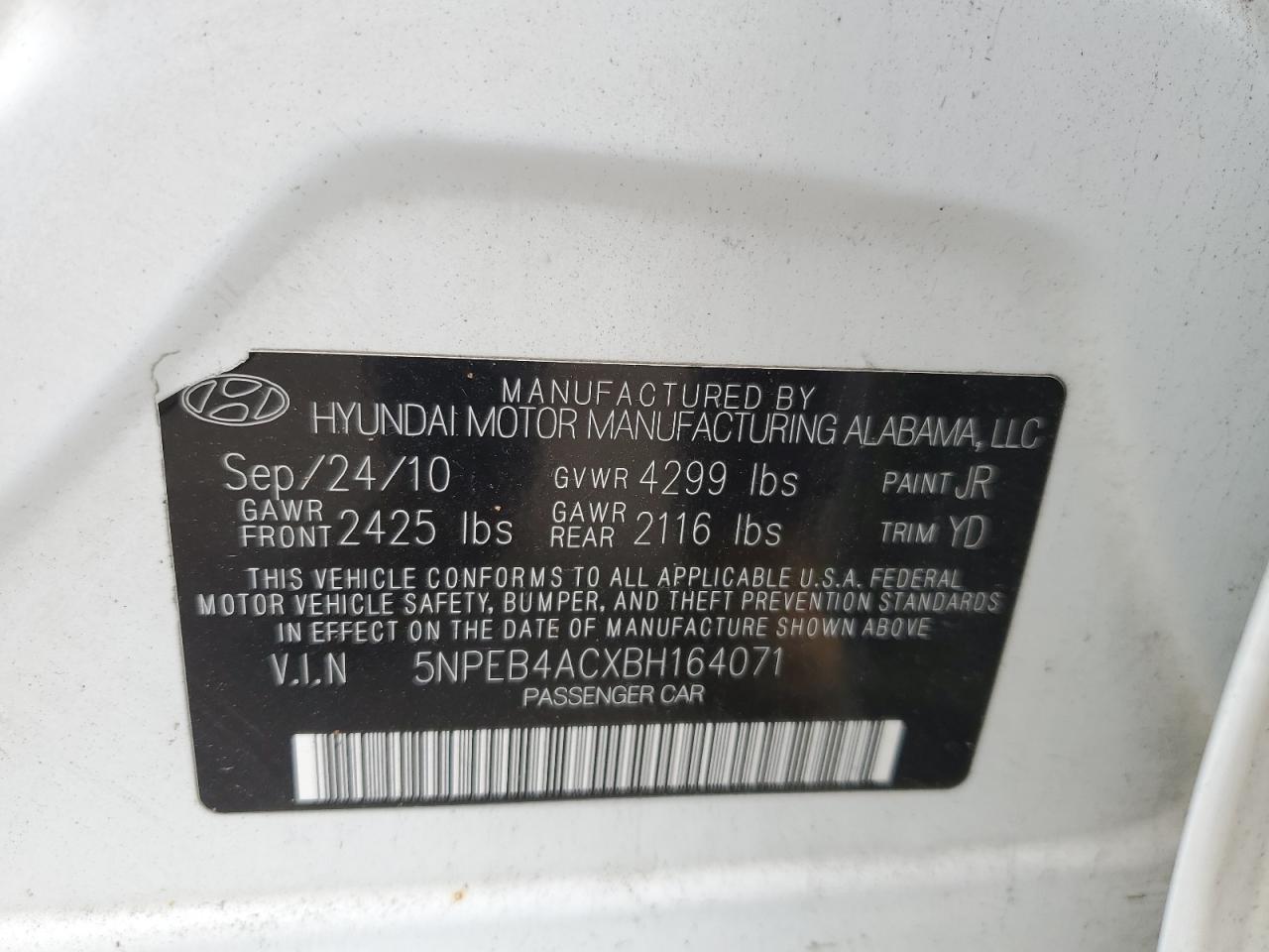 2011 HYUNDAI SONATA