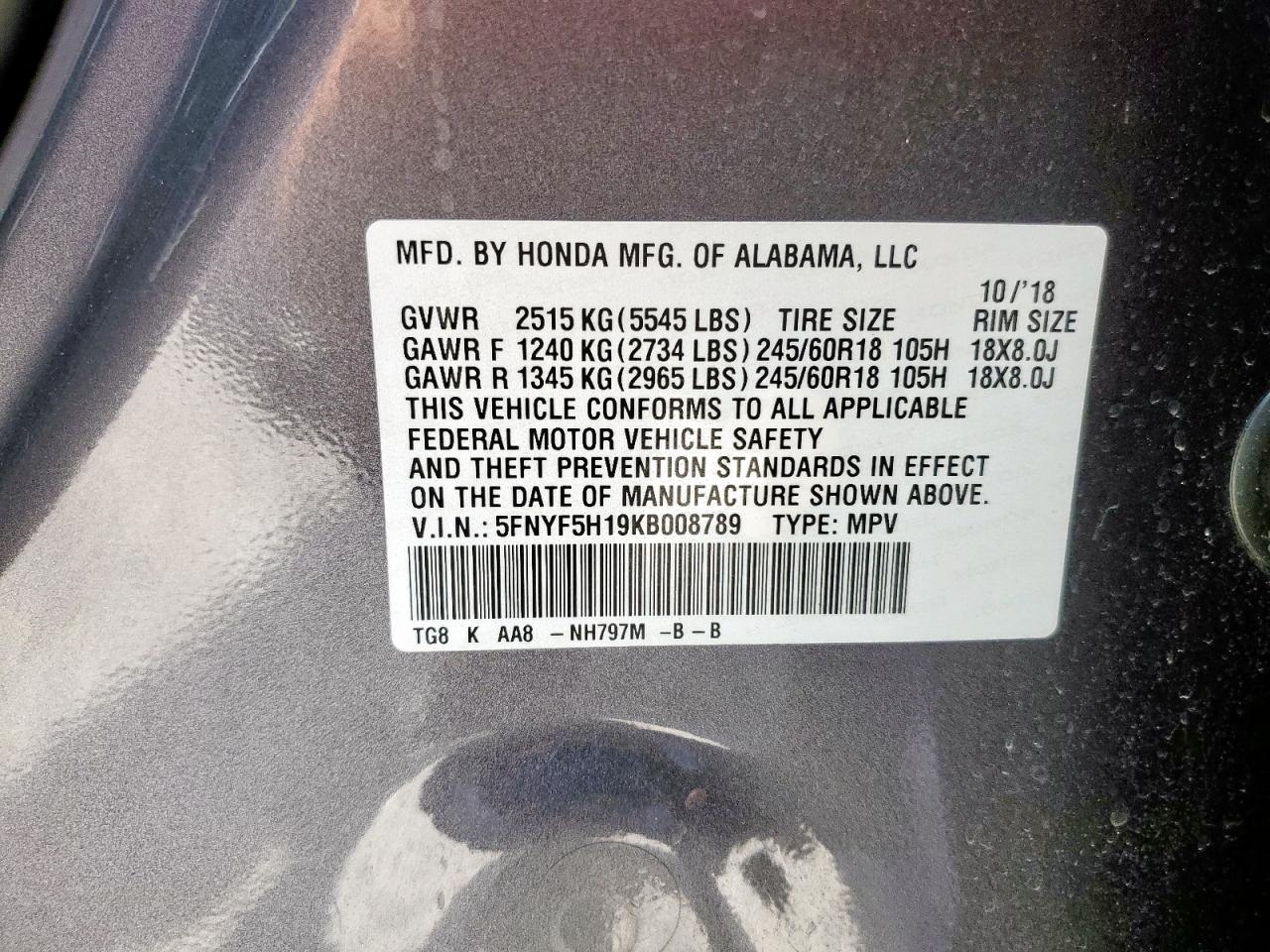 2019 HONDA PILOT
