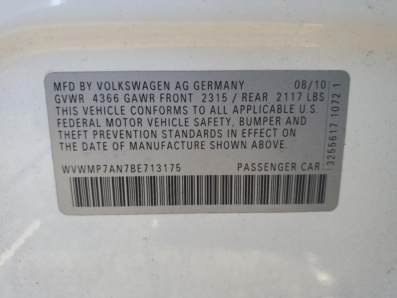2011 VOLKSWAGEN CC
