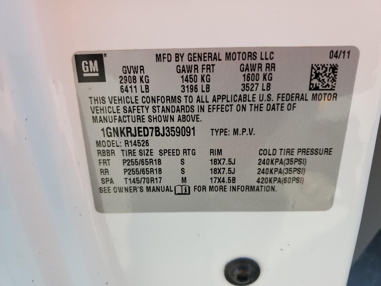 2011 CHEVROLET TRAVERSE