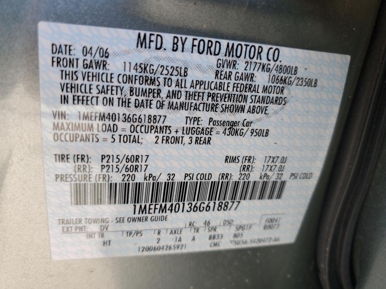 2006 MERCURY Montego