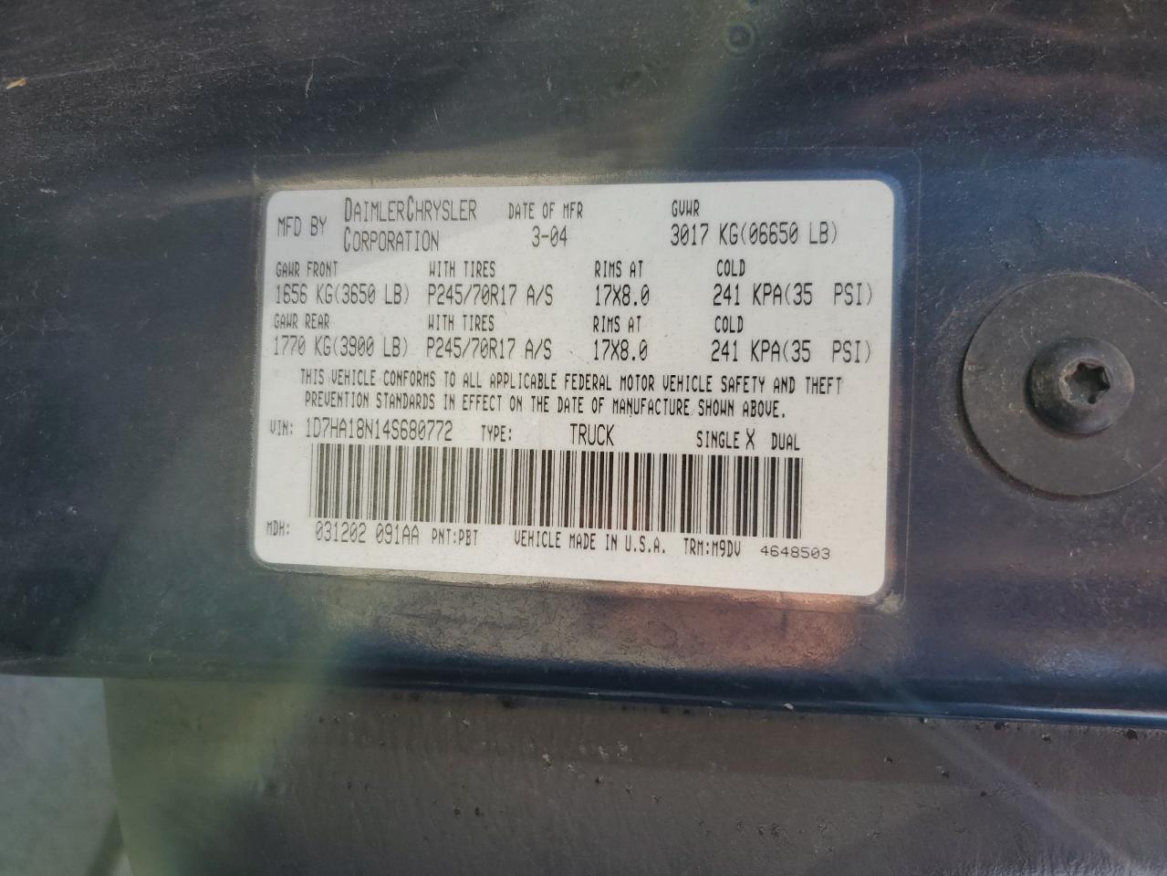 2004 DODGE RAM 1500