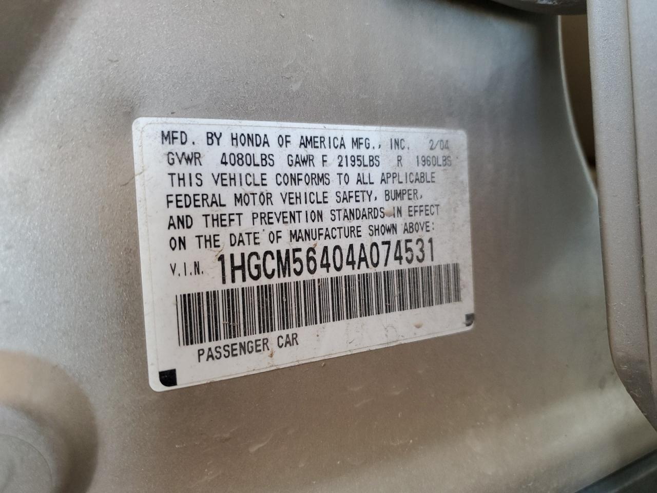 2004 HONDA ACCORD