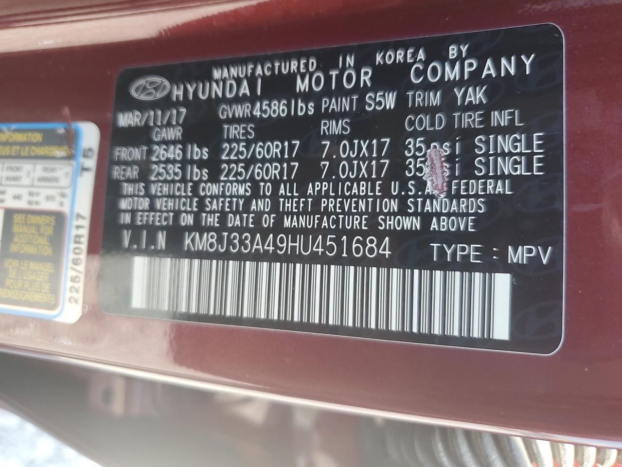 2017 HYUNDAI TUCSON