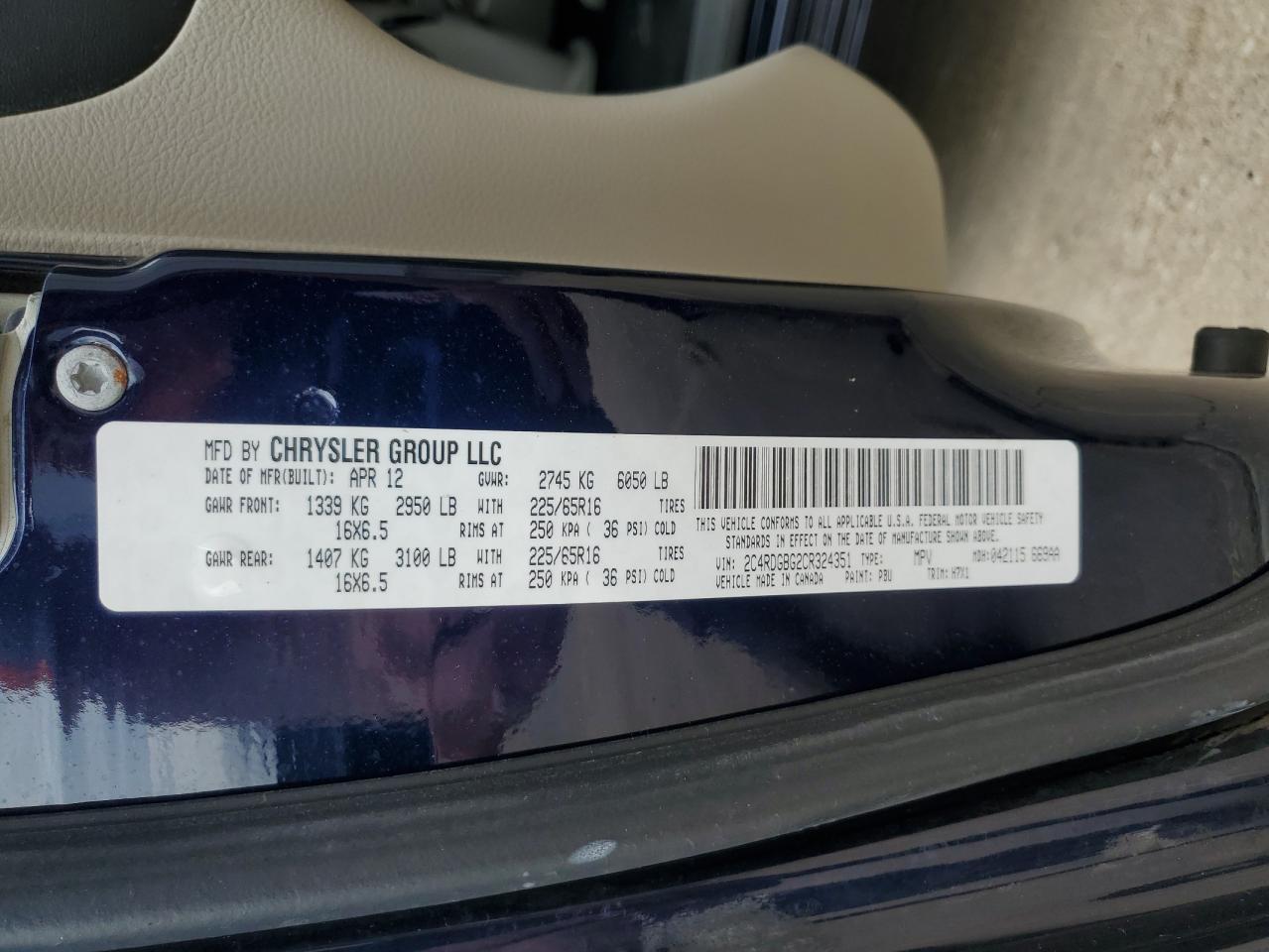 2012 DODGE GRAND CARAVAN