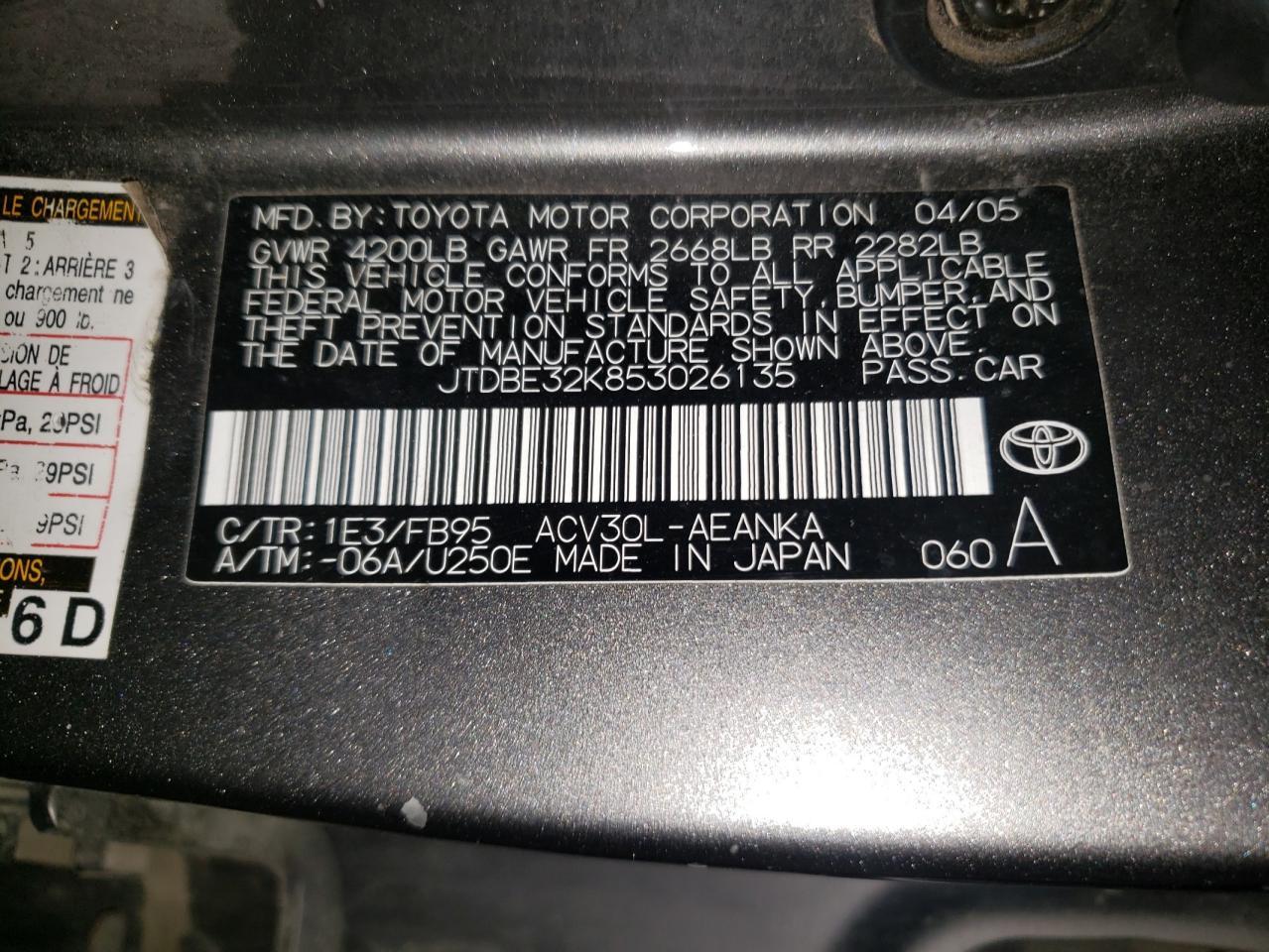 2005 TOYOTA CAMRY