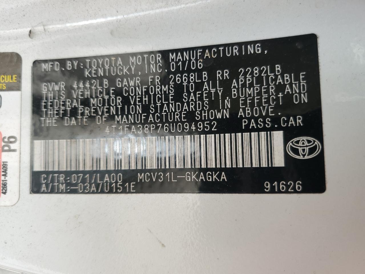 2006 TOYOTA CAMRY
