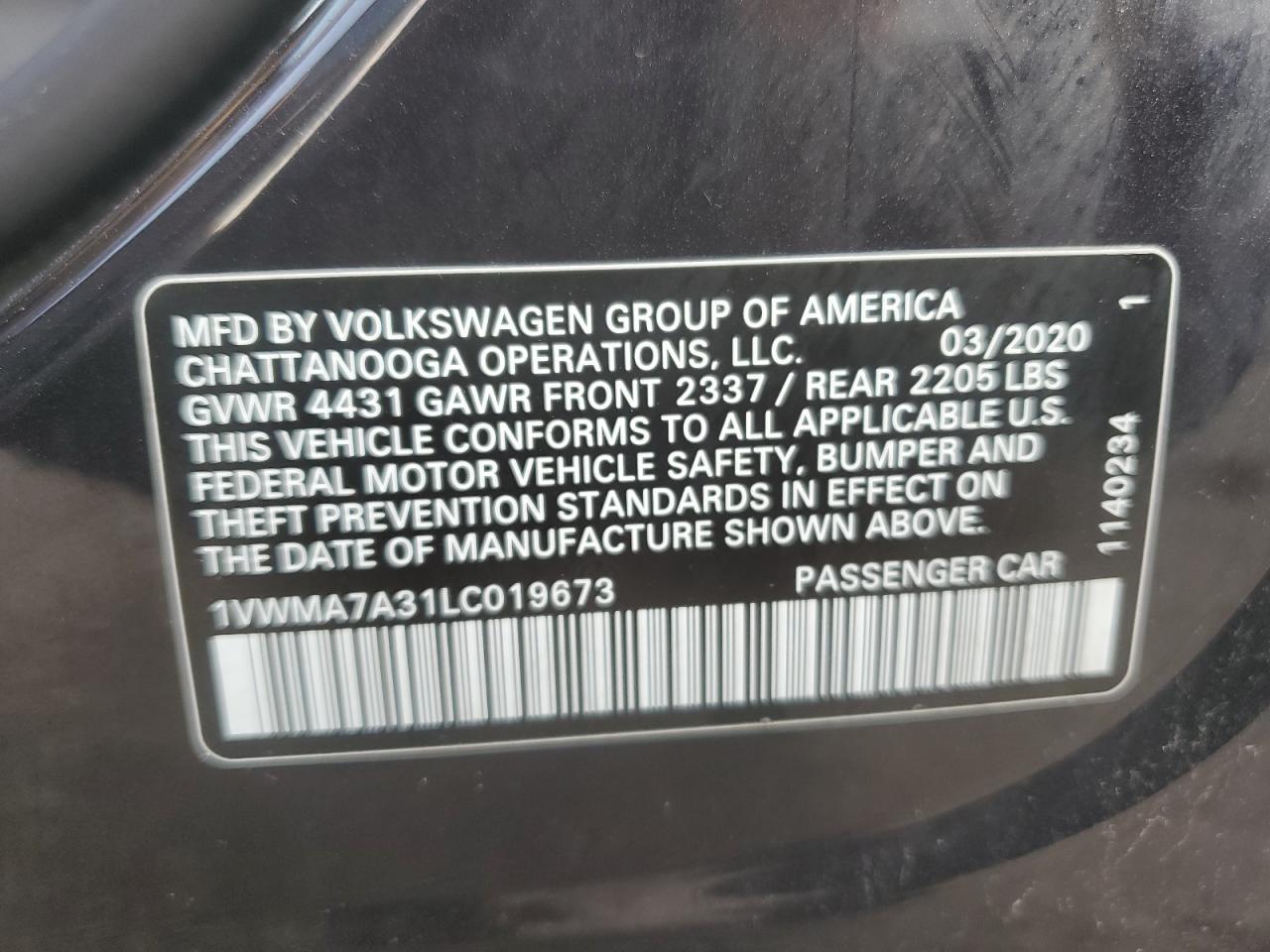 2020 VOLKSWAGEN Passat