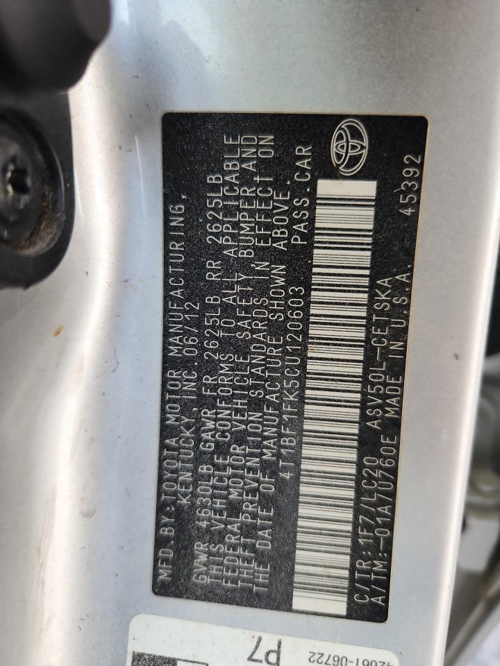 2012 TOYOTA CAMRY