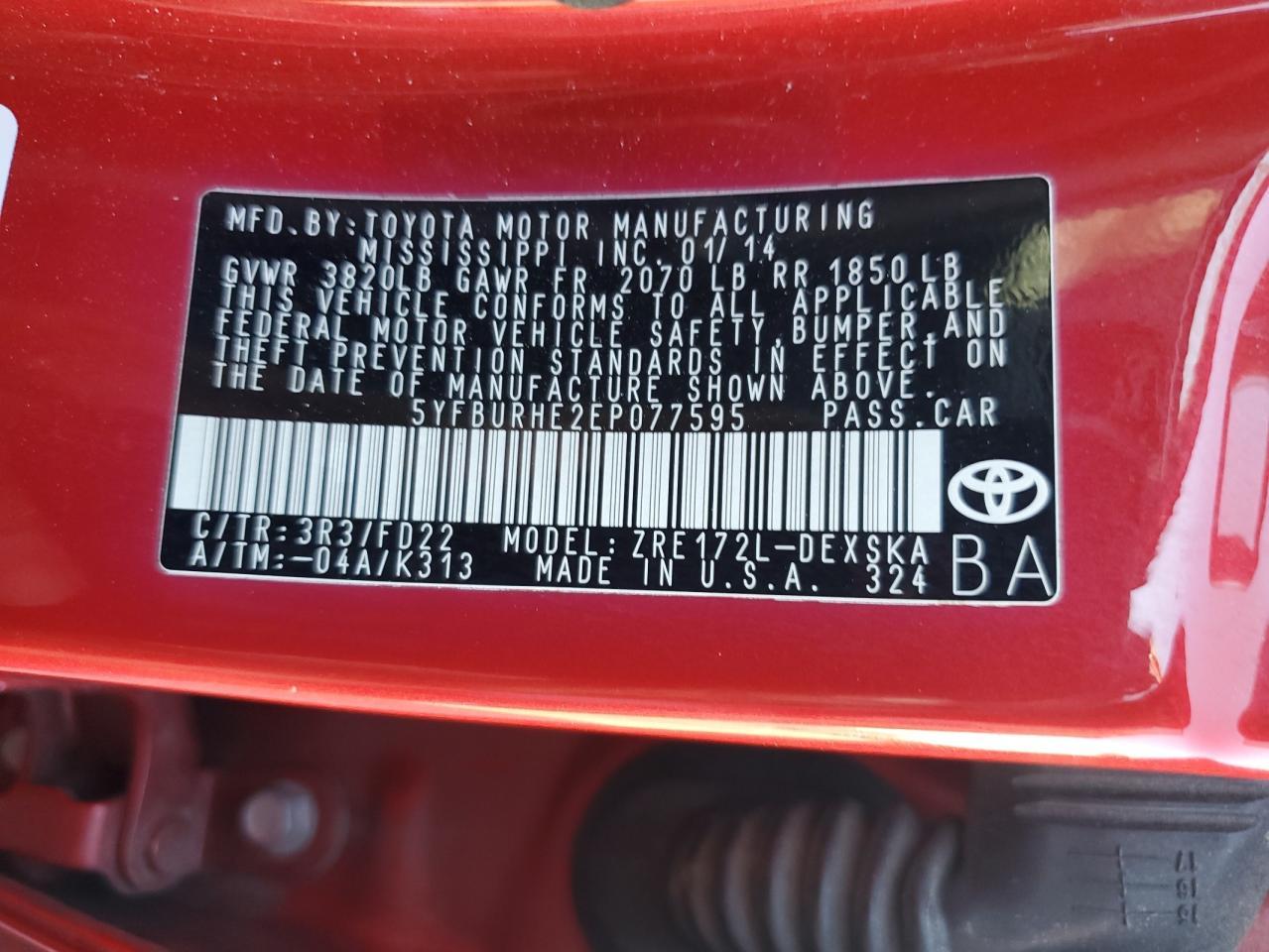 2014 TOYOTA COROLLA