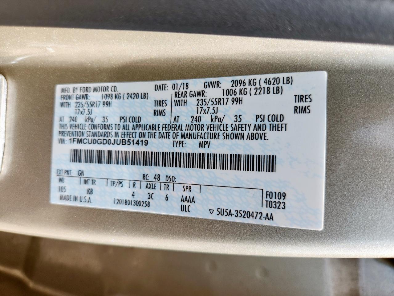 2018 FORD ESCAPE