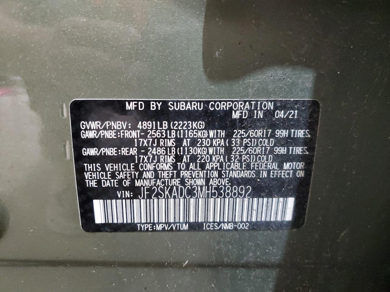 2021 SUBARU FORESTER