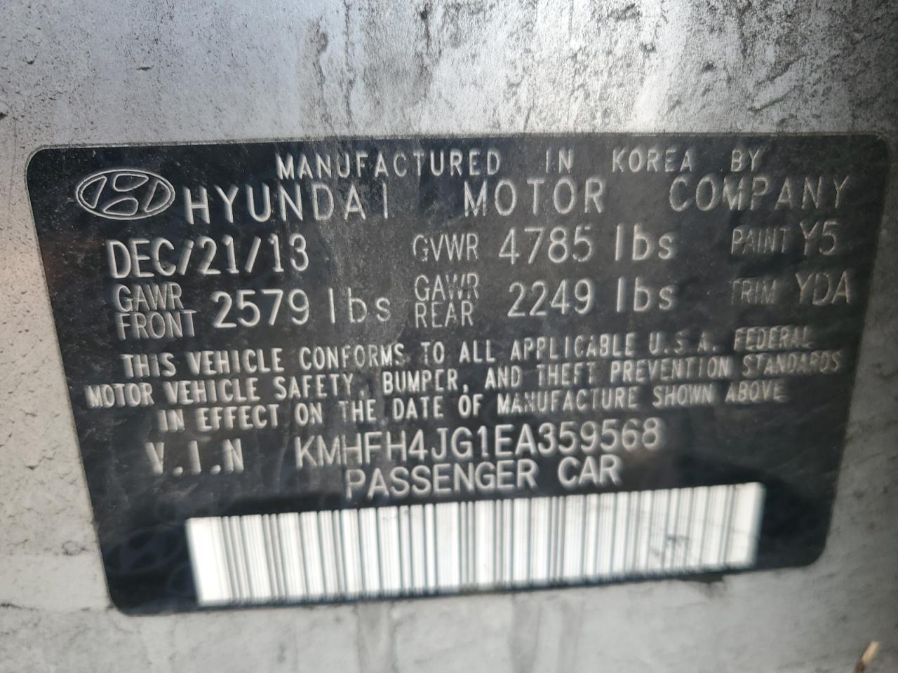 2014 HYUNDAI Azera