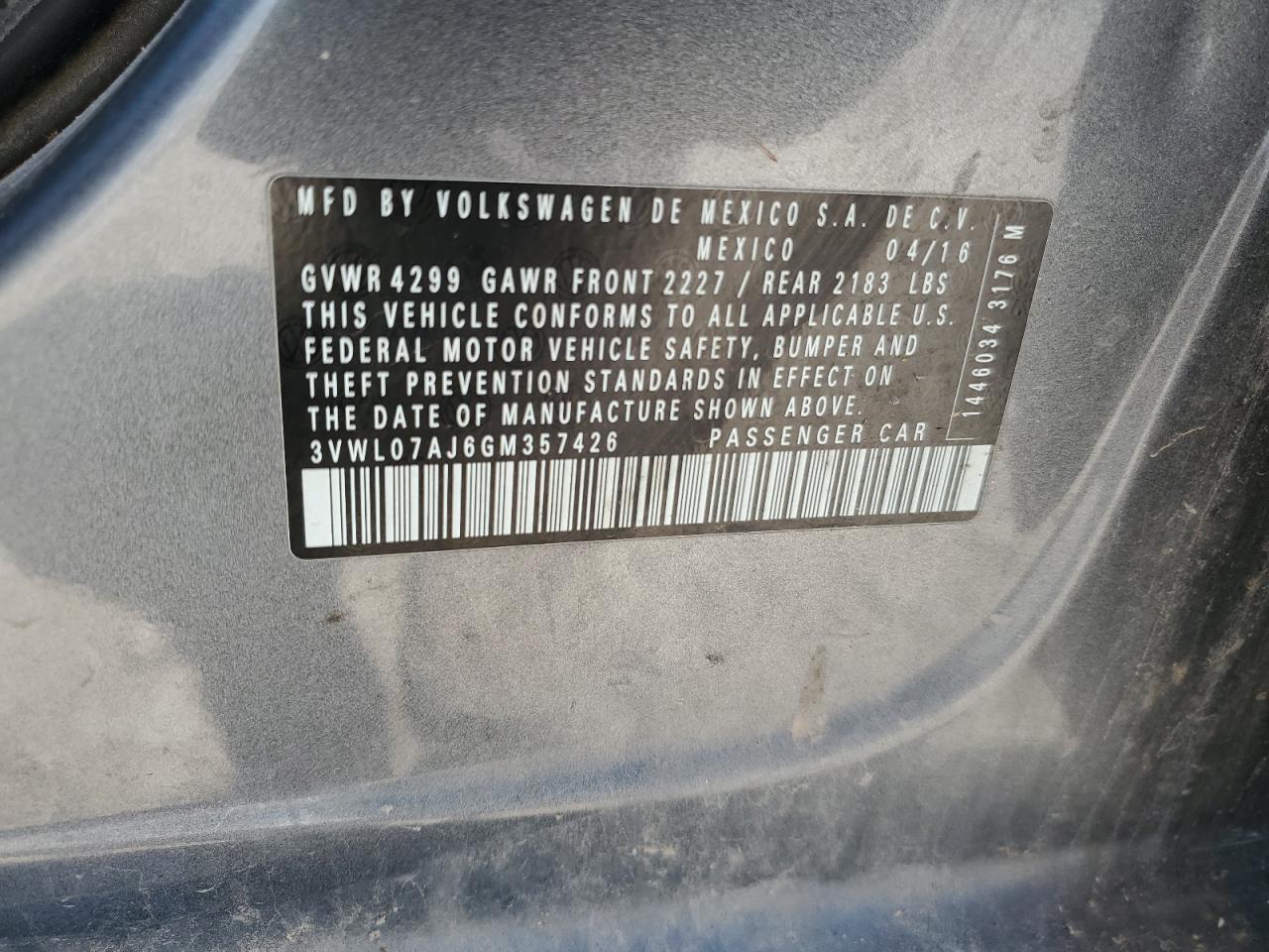 2016 VOLKSWAGEN JETTA