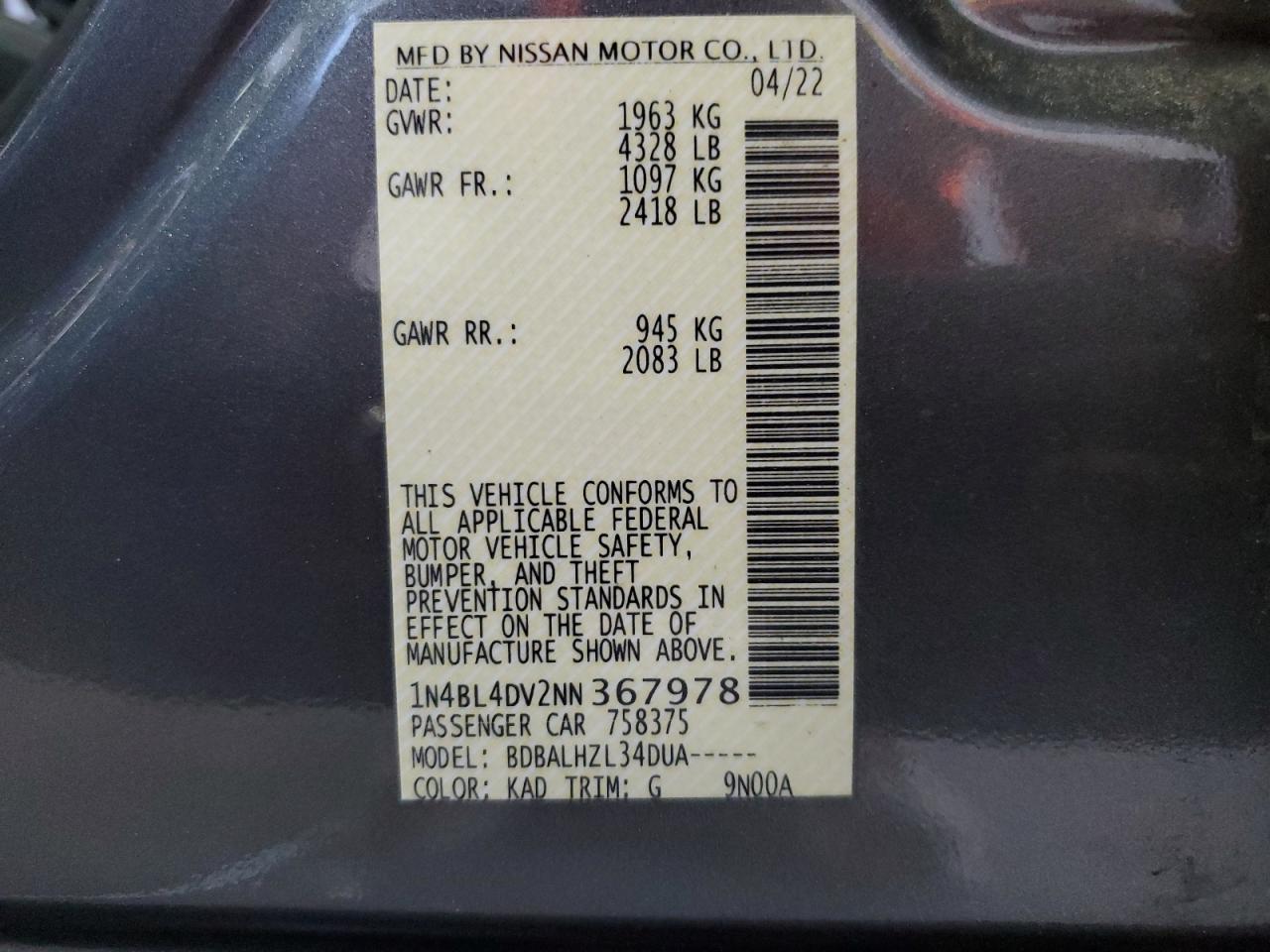 2022 NISSAN ALTIMA