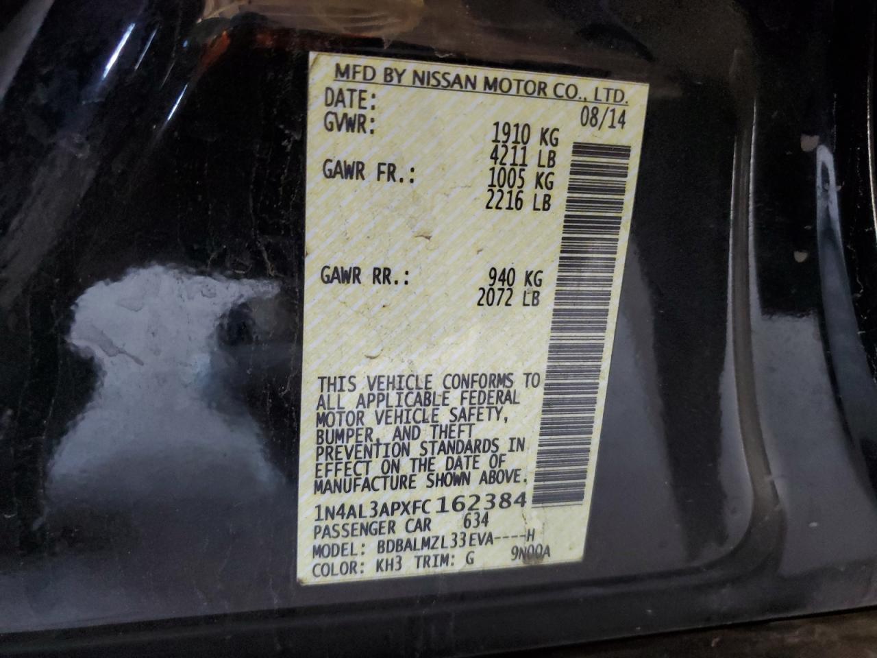 2015 NISSAN ALTIMA