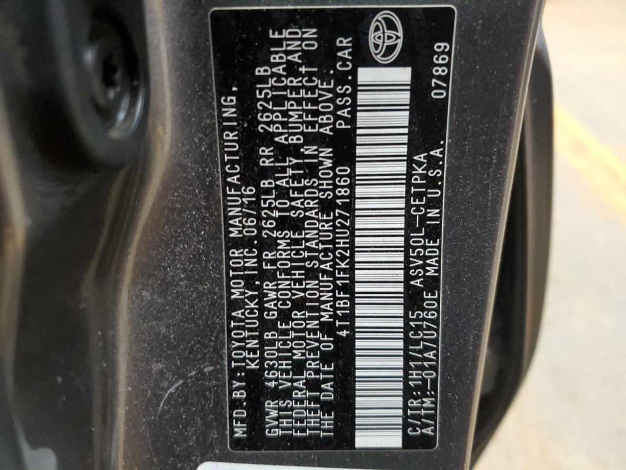 2017 TOYOTA CAMRY