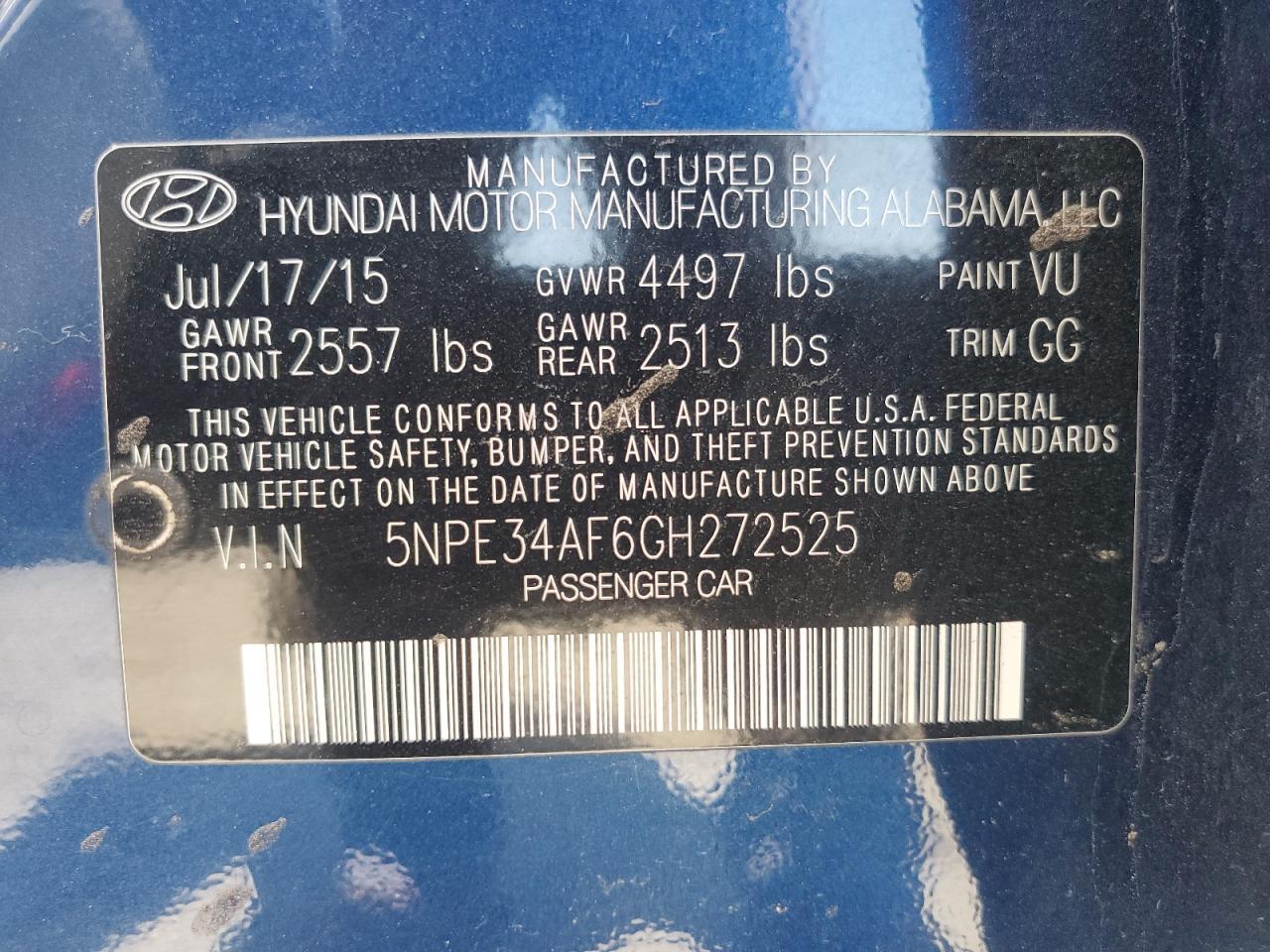 2016 HYUNDAI SONATA