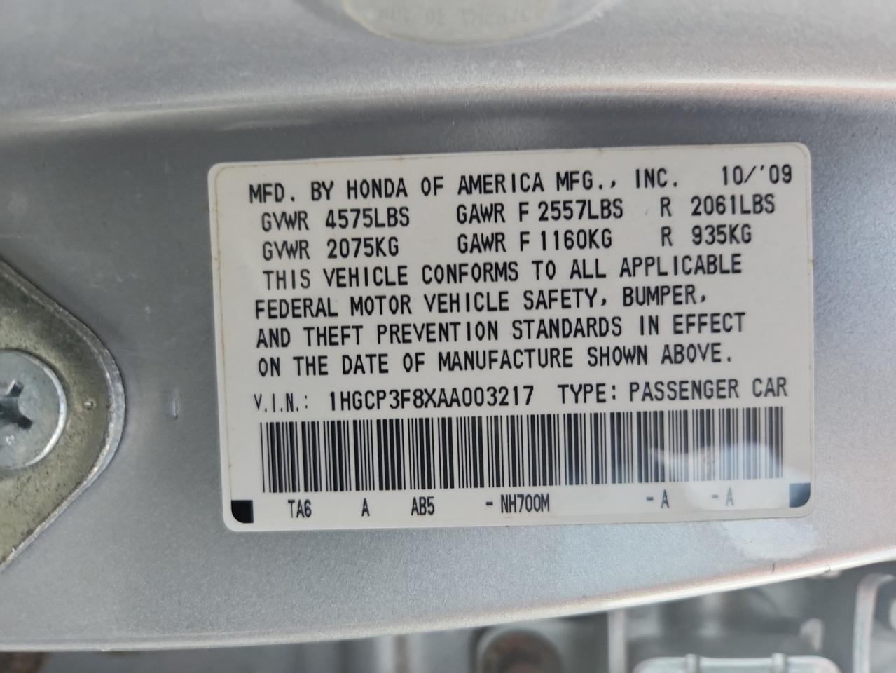 2010 HONDA ACCORD