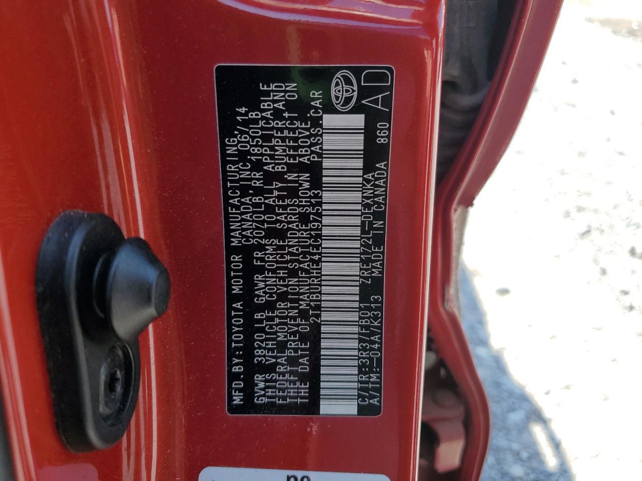 2014 TOYOTA COROLLA