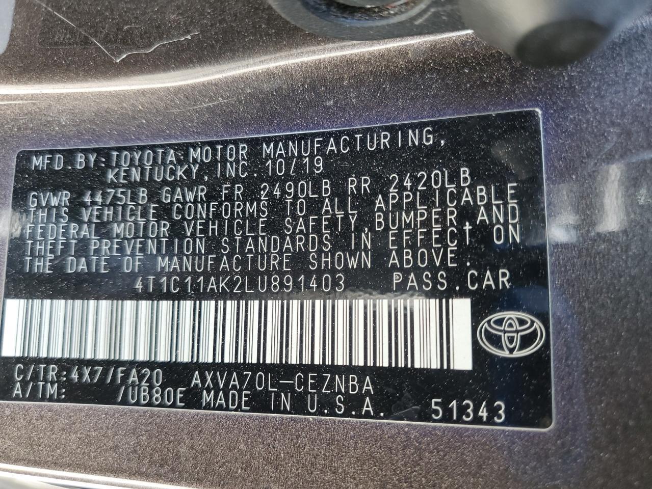 2020 TOYOTA CAMRY