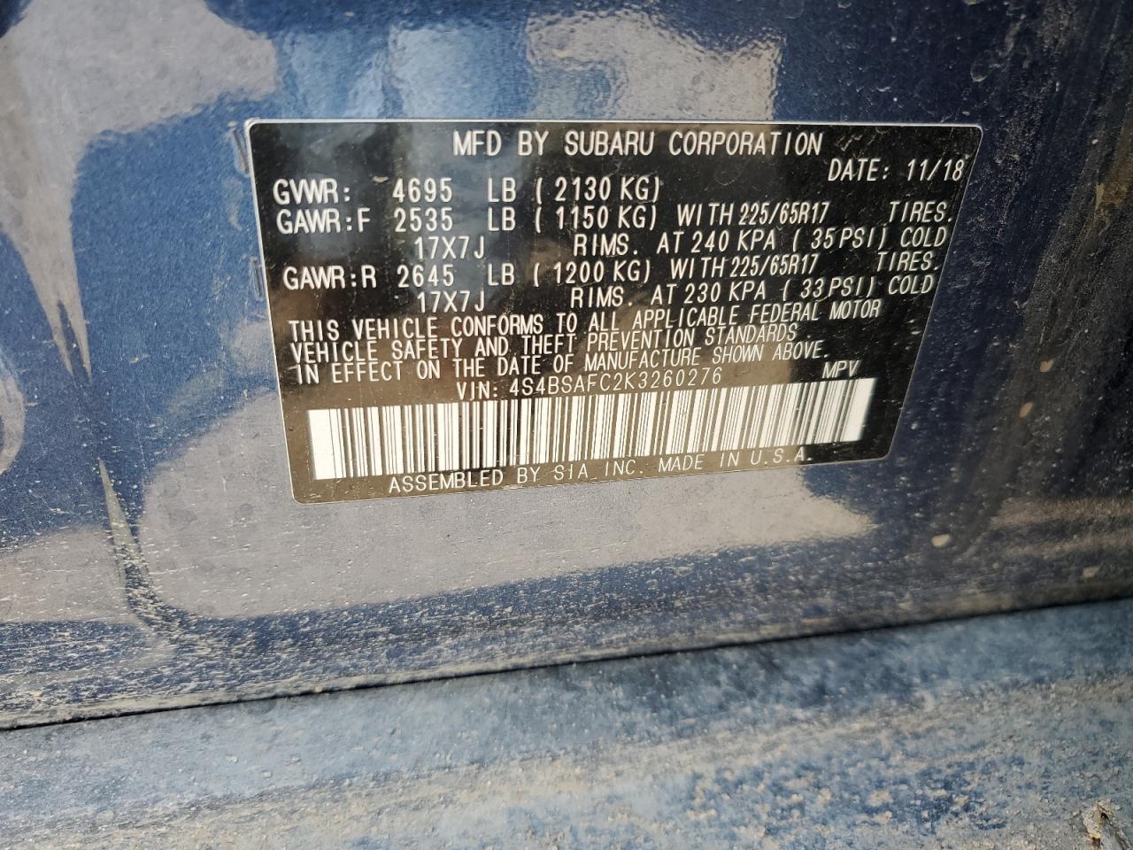 2019 SUBARU Outback