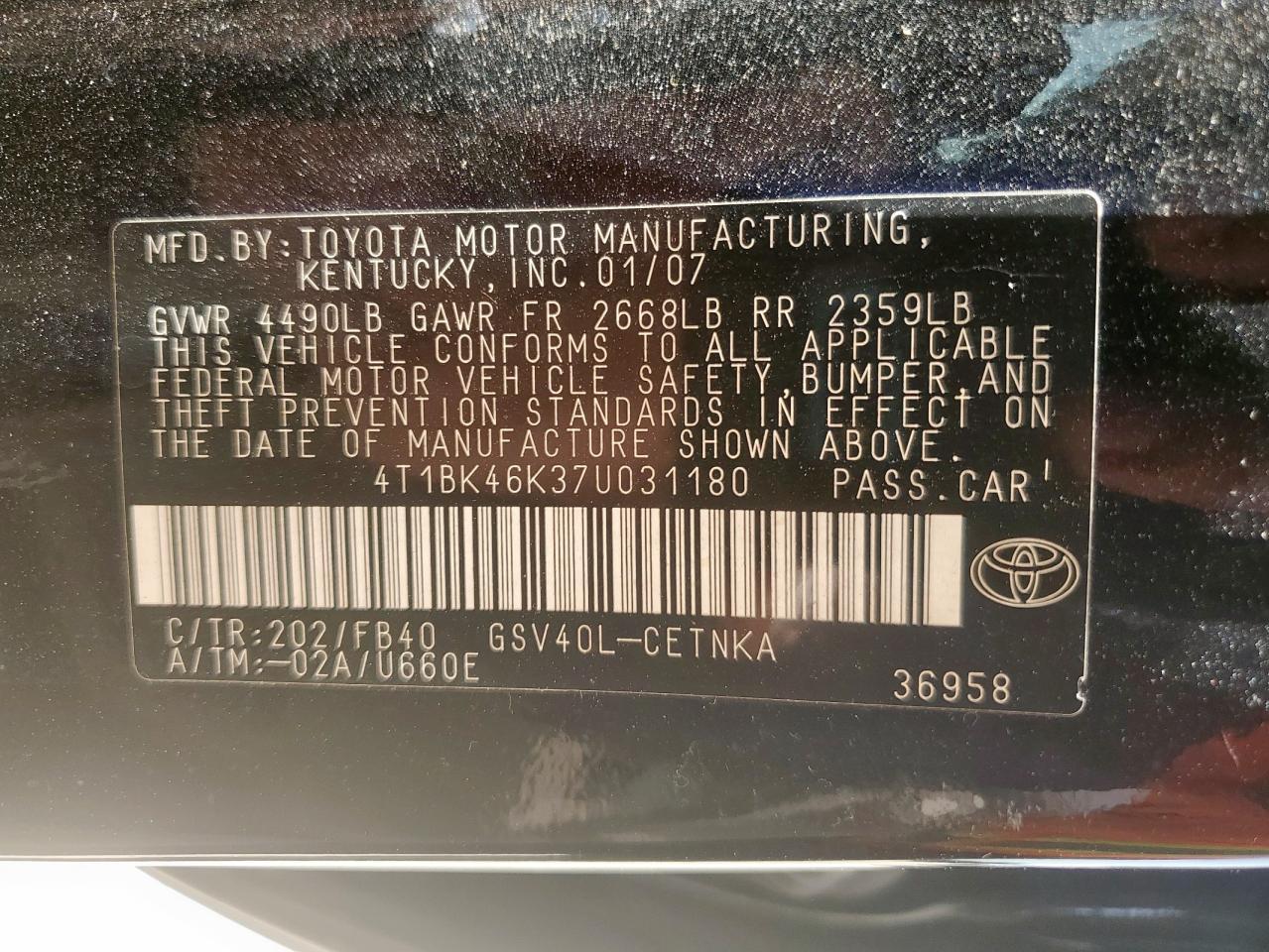 2007 TOYOTA CAMRY