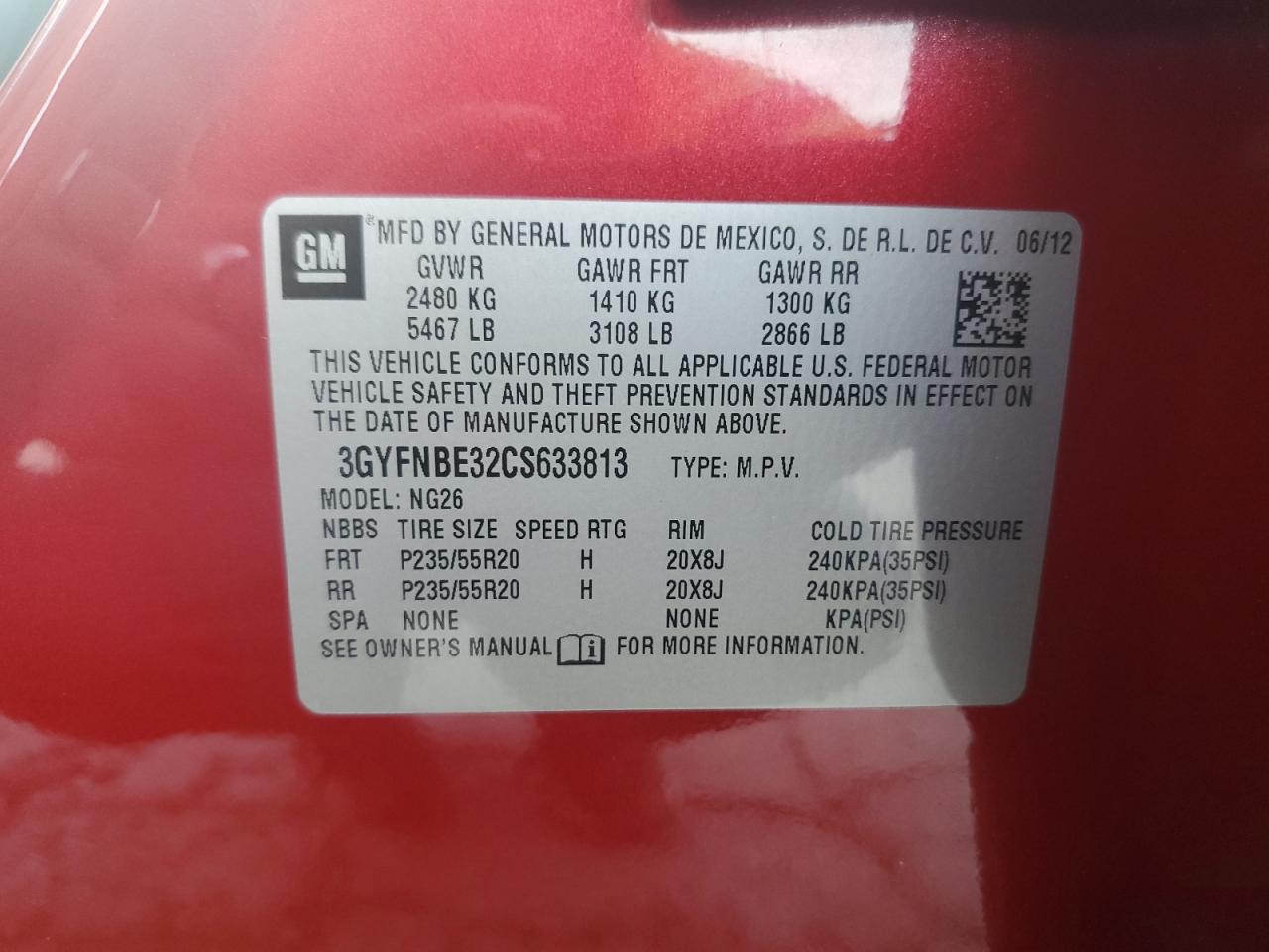 2012 CADILLAC SRX